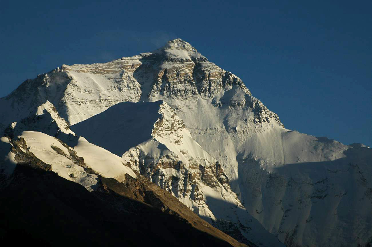 Mount Everest's north face seen from Rongbuk in Tibet.